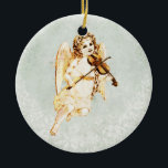 Angel Spela upp en fiolin på en Shabby Vintage Str Julgransprydnad Keramik<br><div class="desc">En dekorativ dekorativ dekoration med en söt bild av en ängel som spelar fiolin med blommor i hennes hår. Vintage bild ser ut att vara vävt och svimmat från händerna och har en utsliten gulaktig ton. Bakgrunden är ett känsligt schabby struktur i gråvitt med vintage stil mönster med löv och...</div>