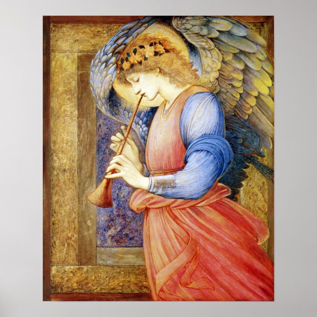 Angel Spela upp en Flageolet Burne-Jones Poster Sk (Framsidan)