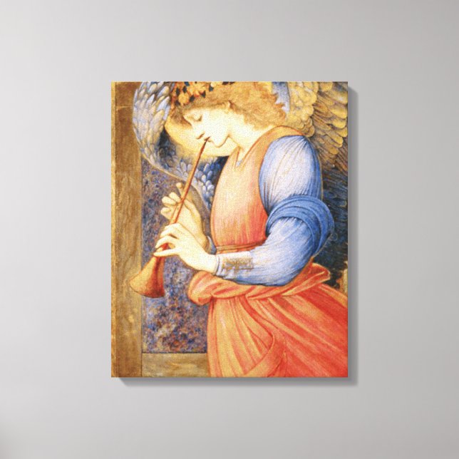 Angel Spelar en Flageolet (av Edward Burne-Jones) Canvastryck (Framsida)