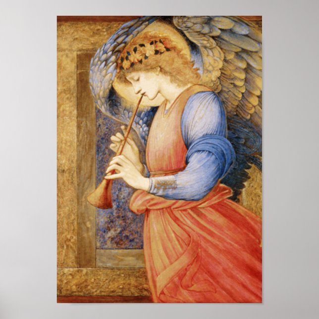 Angel Spelar en Flageolet (av Edward Burne-Jones) Poster (Framsidan)