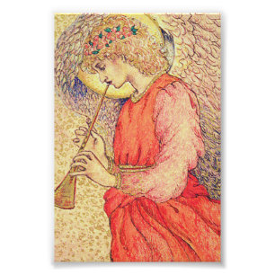 Angel Spelar en Flageolet Fototryck