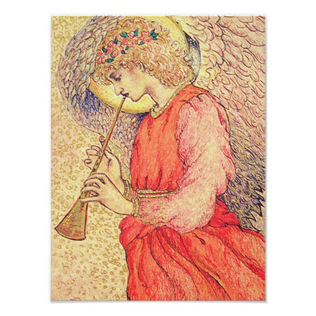Angel Spelar en Flageolet Fototryck (Framsidan)