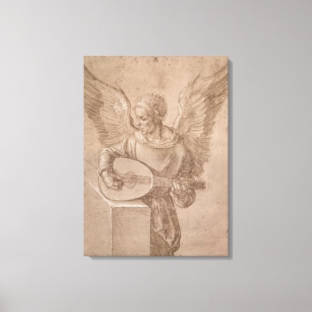 Angel spelar en lute, 1491 canvastryck (Framsida)