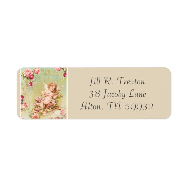 Angel spelar en violin med Ro Returadress Etikett (Framsidan)