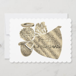 Angel Spelar Harp Elegant Guld White jul Julkort