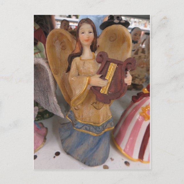 Angel Spelar Harp Vykort (Framsida)