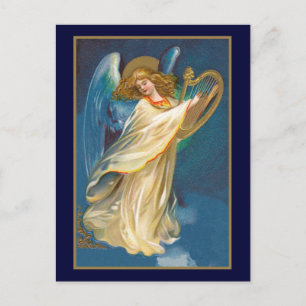 Angel Spelar Harp Vykort