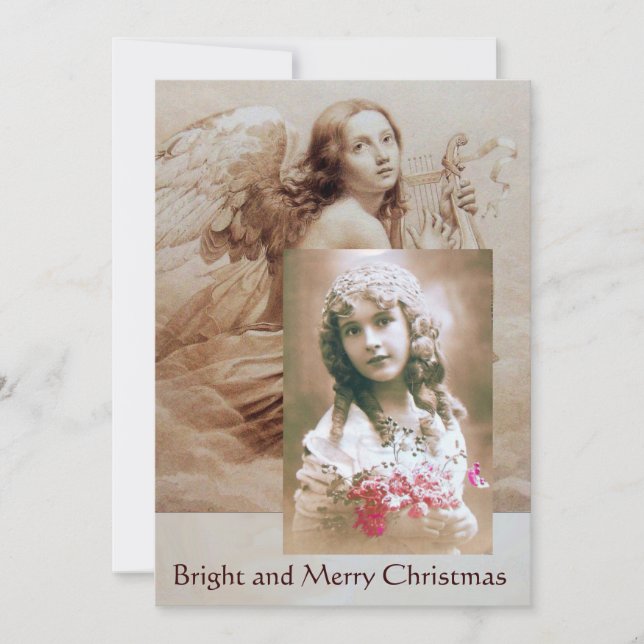 ÄNGEL SPELAR LYRA ÖVER MOLNEN Fotomal Inbjudningar (Framsida)