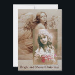 ÄNGEL SPELAR LYRA ÖVER MOLNEN Fotomal Inbjudningar<br><div class="desc">Elegant jul fotomal,  konstnärlig och klassisk design  akvarellmålning i vit sepia, bruna färger omarbetade från 1800-talets italienska finkonst.Guld metallisk pappersversion.</div>