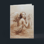 ÄNGEL SPELAR LYRA ÖVER MOLNEN HELGKORT<br><div class="desc">Elegant,  konstnärlig och klassisk design akvarellmålning i vit sepia,  bruna färger omarbetade från 1700-talets italienska finkonst</div>