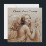 ÄNGEL SPELAR LYRA ÖVER MOLNEN, Monogram Guld Inbjudningar<br><div class="desc">Elegant,  konstnärlig och klassisk design  akvarellmålning i vit sepia,  bruna färger omarbetade från 1700-talets italienska finkonst. Guld metallisk pappersversion.</div>