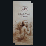 ÄNGEL SPELAR LYRA ÖVER MOLNEN, Monogram Silver Inbjudningar<br><div class="desc">Elegant,  konstnärlig och klassisk design  akvarellmålning i vit sepia,  bruna färger omarbetade från 1800-talets italienska finkonst. Silver metallisk pappersversion.</div>