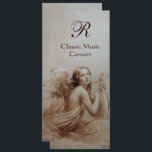 ÄNGEL SPELAR LYRA ÖVER MOLNEN, Monogram Silver Inbjudningar<br><div class="desc">Elegant,  konstnärlig och klassisk design  akvarellmålning i vit sepia,  bruna färger omarbetade från 1800-talets italienska finkonst. Silver metallisk pappersversion.</div>