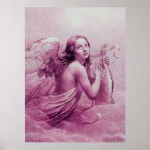 ÄNGEL SPELAR LYRA ÖVER MOLNEN POSTER