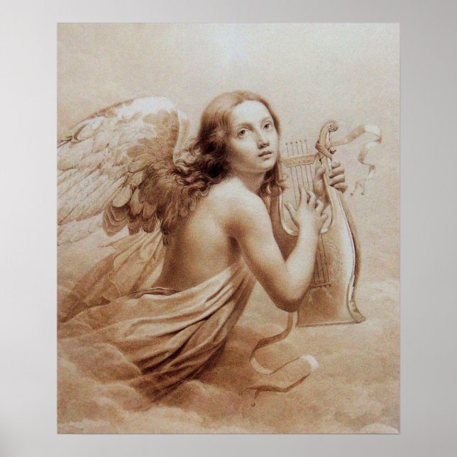 ÄNGEL SPELAR LYRA ÖVER MOLNEN POSTER (Framsidan)