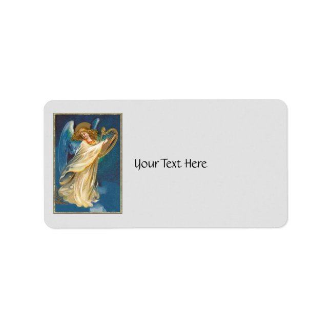 Angel spelar musik på en Harp Adressetikett (Framsidan)