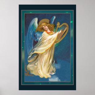 Angel spelar musik på en Harp-Poster Poster