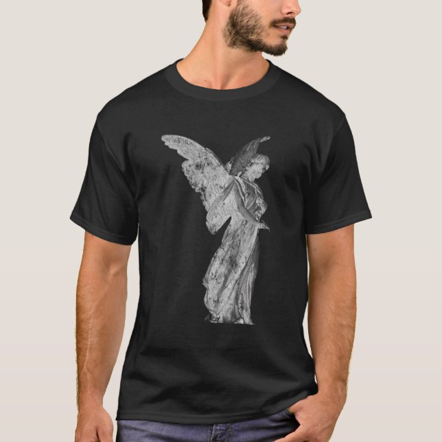 Angel Statue Distress Classic Winged T Shirt (Framsida)