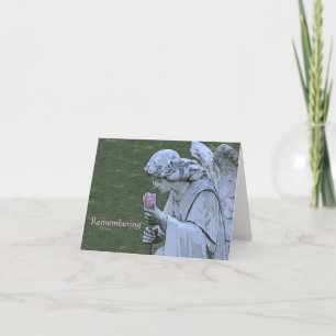 "ANGEL STATUE KNEELING, HOLDING ROSA ROS / REMEMB KORT