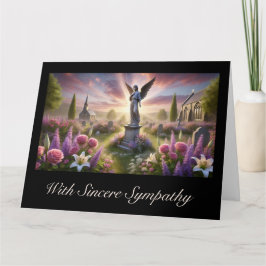 Angel Statue med Flowers Sympathy Card Kort