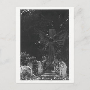 Angel Statue Old Cemetery Postcard Text Vykort