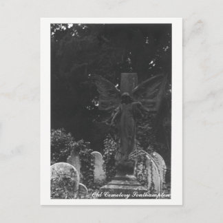 Angel Statue Old Cemetery Postcard Text Vykort
