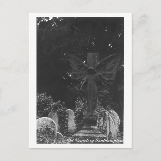 Angel Statue Old Cemetery Postcard Text Vykort (Framsida)