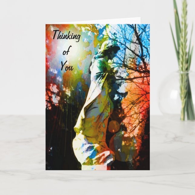 Angel Statue Thinking Card Tack Kort (Framsida)