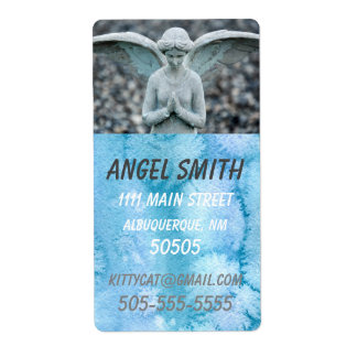 Angel Statue Watercolor Home/Business lg adress Fraktsedel