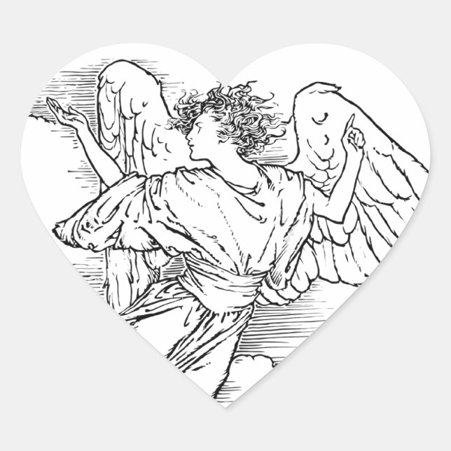Angel Sticker Hjärtformat Klistermärke (Framsida)