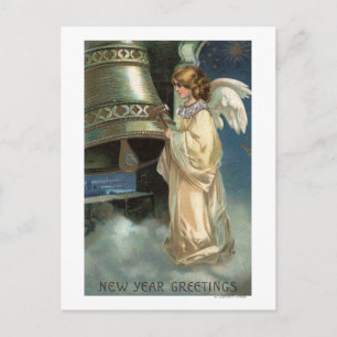 Angel Striking Bell med Mallet Mallet Vykort
