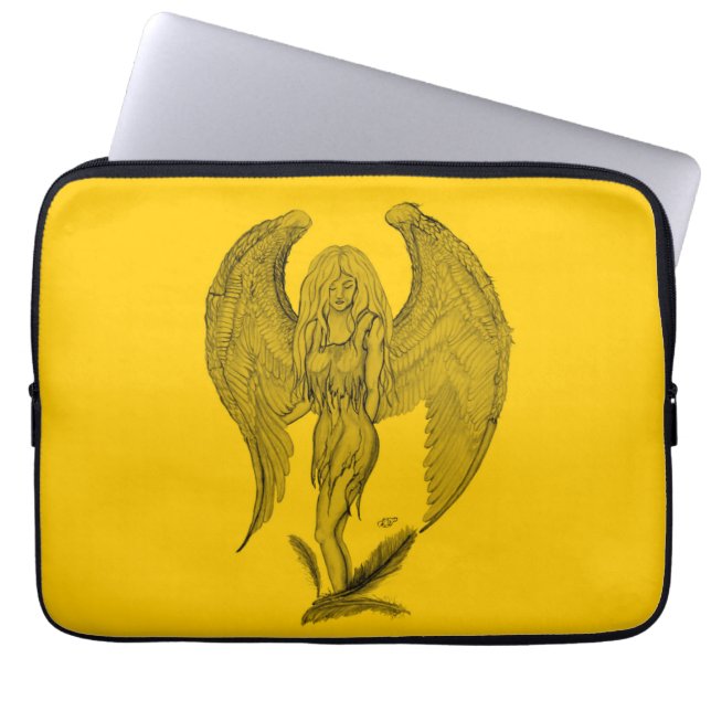 Angel - Svart och gult Laptop Fodral (Framsidan)