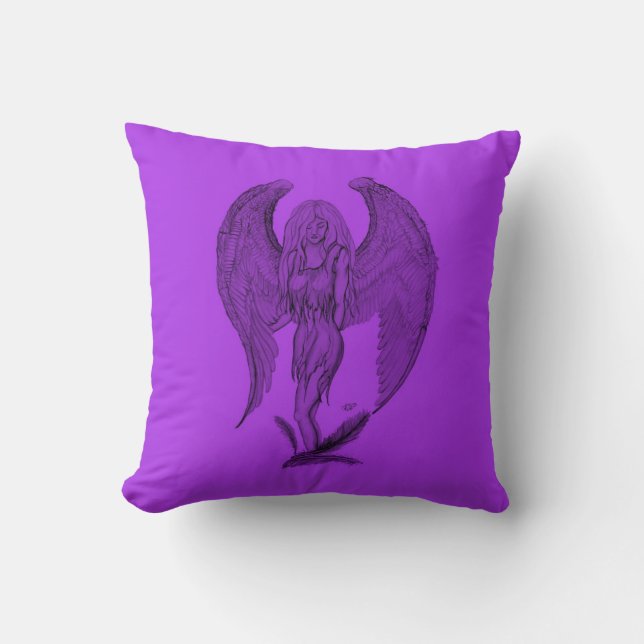 Angel - Svart och lila design Kudde (Framsida)