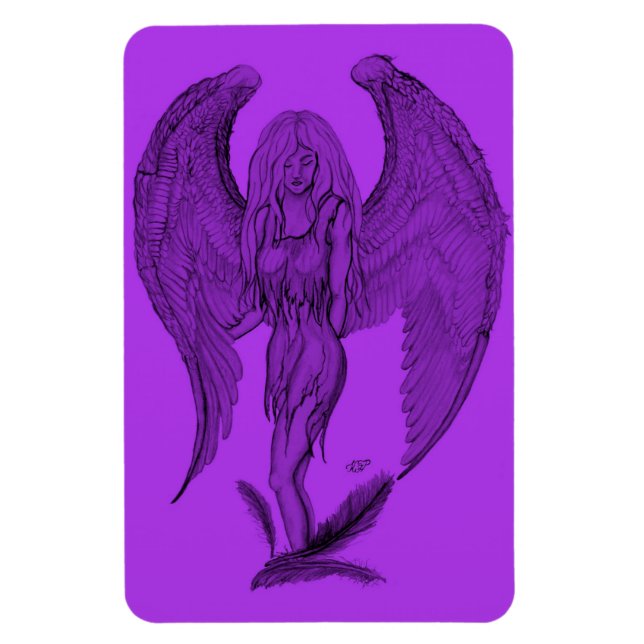 Angel - Svart och lila design Magnet (Vertikal)