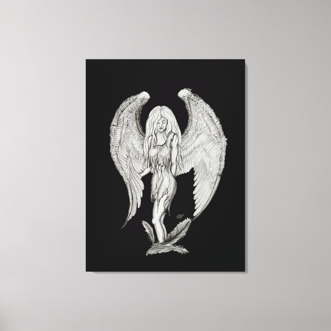 Angel - Svart och vitt design Canvastryck (Framsida)
