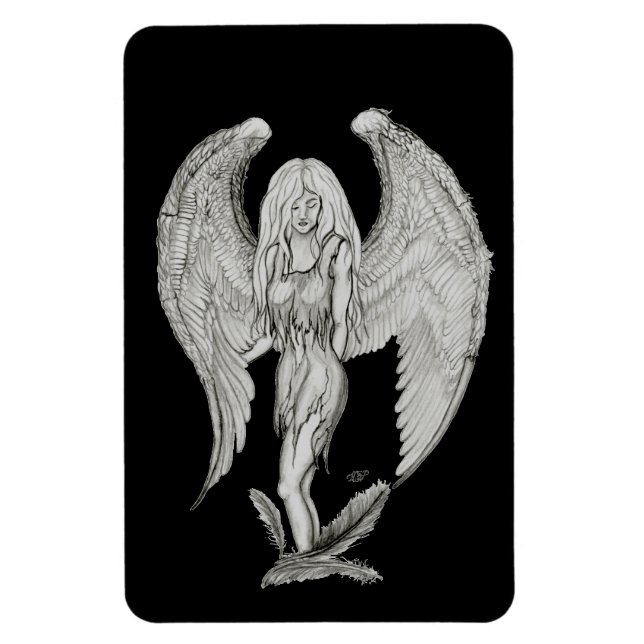 Angel - Svart och vitt design Magnet (Vertikal)