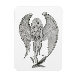 Angel - Svart och vitt design Magnet