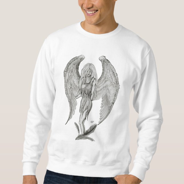 Angel, svart och vitt design sweatshirt (Framsida)