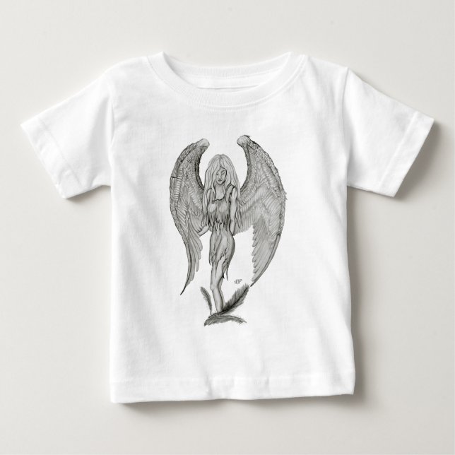 Angel, svart och vitt design t-shirt (Framsida)