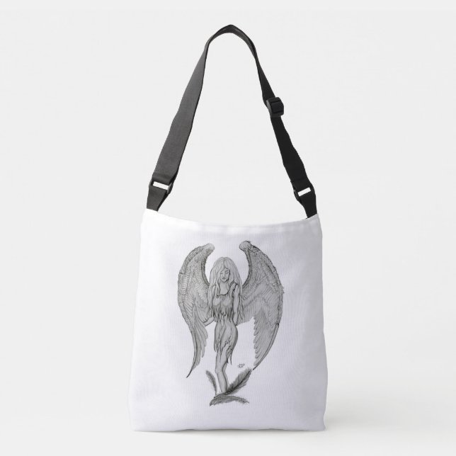 Angel-, svartvitt-design axelväska (Framsida)