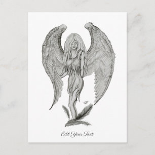 Angel-, svartvitt-design vykort