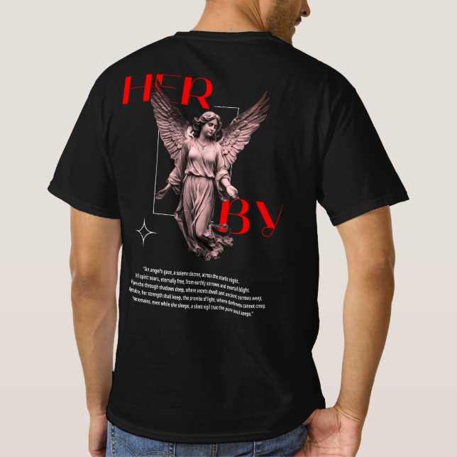 Angel T-Shirt - HER BY - Gothic Angel Statue (Baksida)