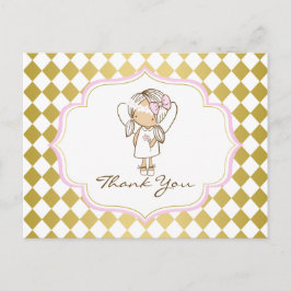 Angel Tack Postcard-Guld & Rosa Vykort
