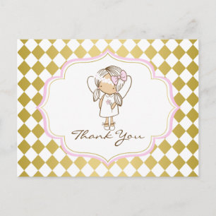 Angel Tack Postcard-Guld & Rosa Vykort