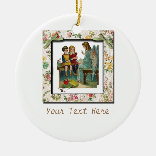 Angel Teaching Children Julgransprydnad Keramik (Framsidan)