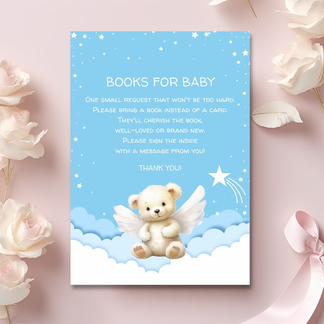 Ängel Teddybjörn på moln Barnbok Blå Tilläggskort (Skapare uppladdad)