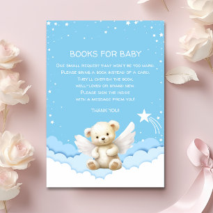 Ängel Teddybjörn på moln Barnbok Blå Tilläggskort