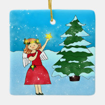 Angel Träd Star Ceramic Ornament