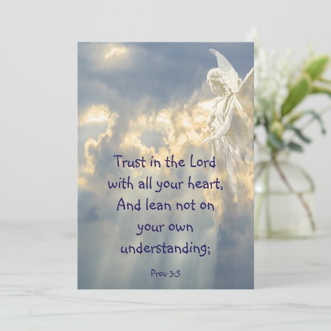  Angel Trust in the Lord Quote Inspirational Kort (Stående Fram)