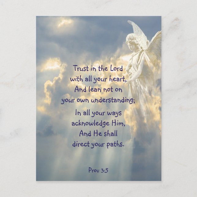  Angel Trust in the Lord Quote Inspirational Vykort (Framsida)